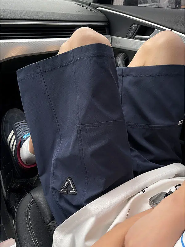 

Мужские летние повседневные брюки-карго свободного кроя из полиэстера, быстросохнущие, молодежные, модные, до колена, с пятью карманами