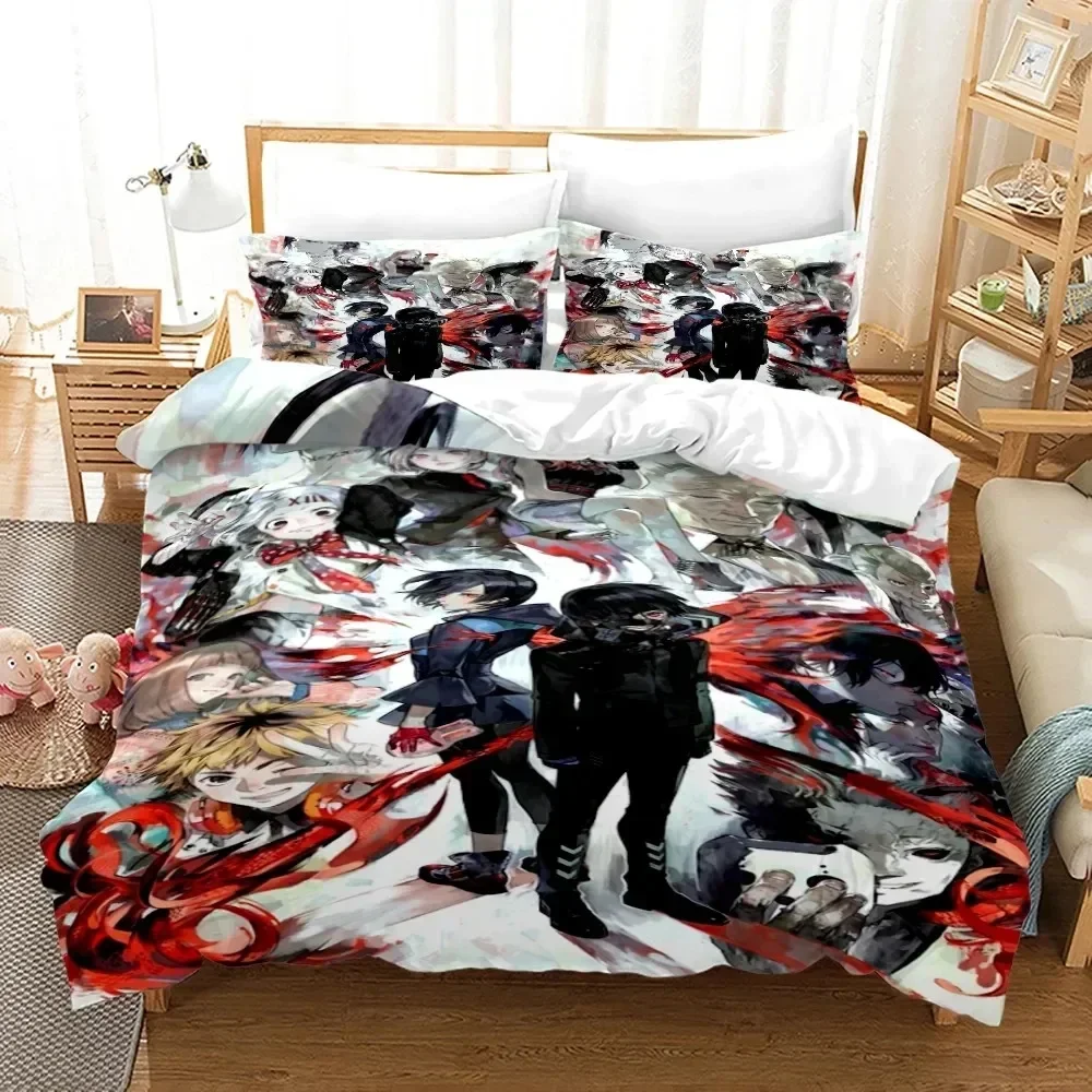 3D Print Anime Tokyo Ghoul Bedding Set Duvet Cover Bed Set Quilt Cover Pillowcase Comforter king Queen Size Boys Adult Bedding