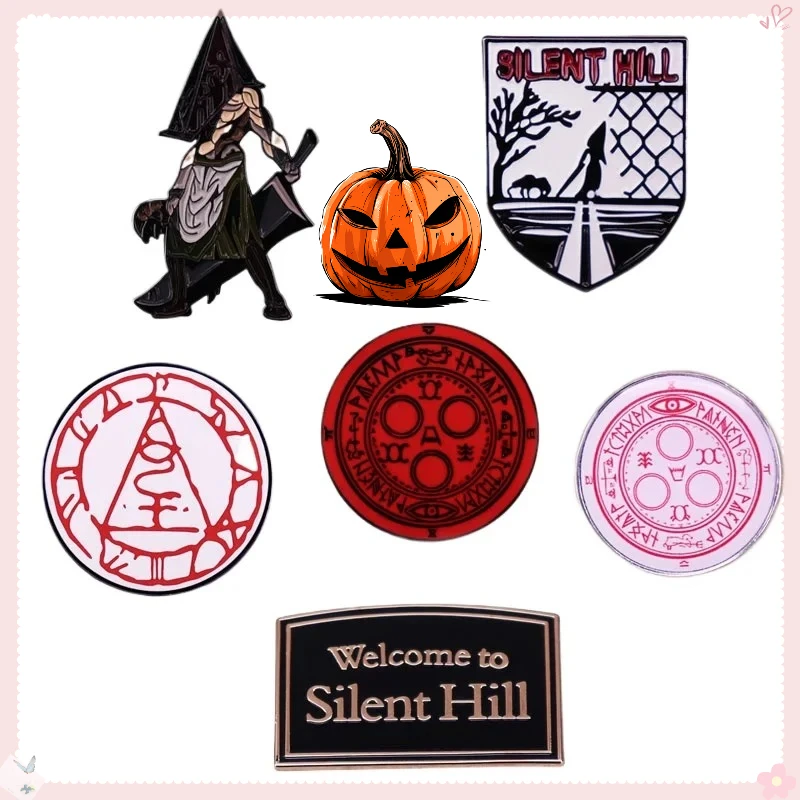 Retro Horror Movie Game Badge Classic Interesting Cartoon Metal Brooch Enamel Lapel Accessories Halloween Gifts Collect Pin