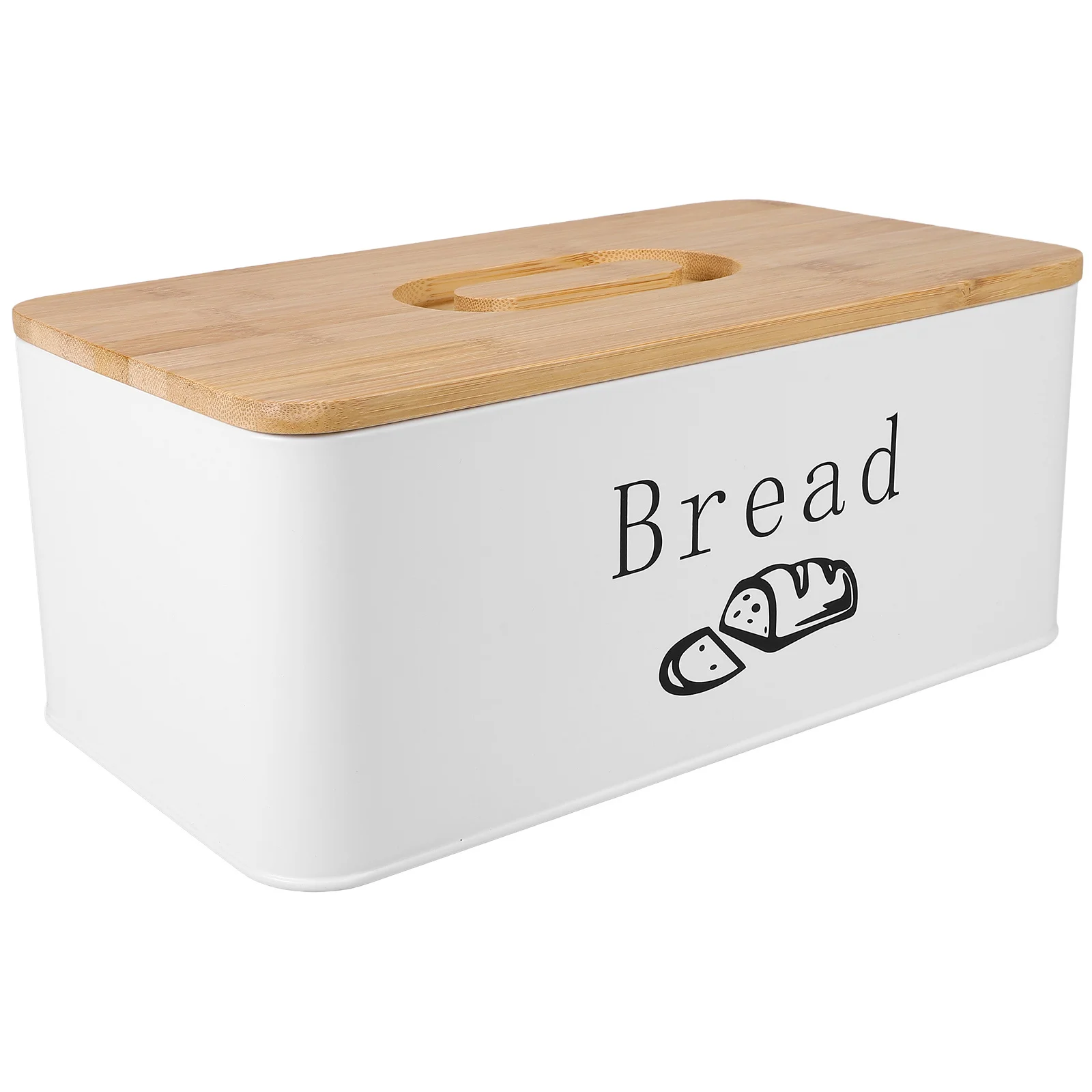 

Metal Bread Storage Box with Bamboo Lid Large Capacity Kitchen Countertop Organizer for Bread Snacks Fruits Utensils Household