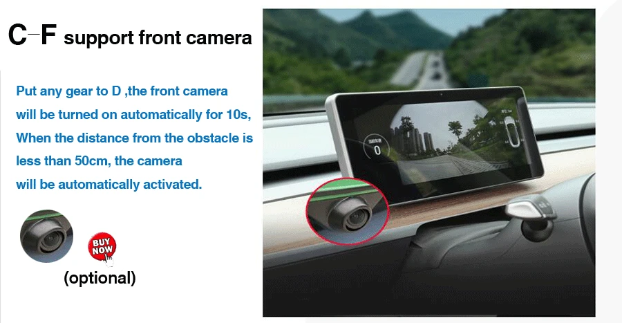 

pay extra cost 30 dollars to get the front camera for Tesla screen ,4G version is 1080P, WIFI and LINUX system is 720P