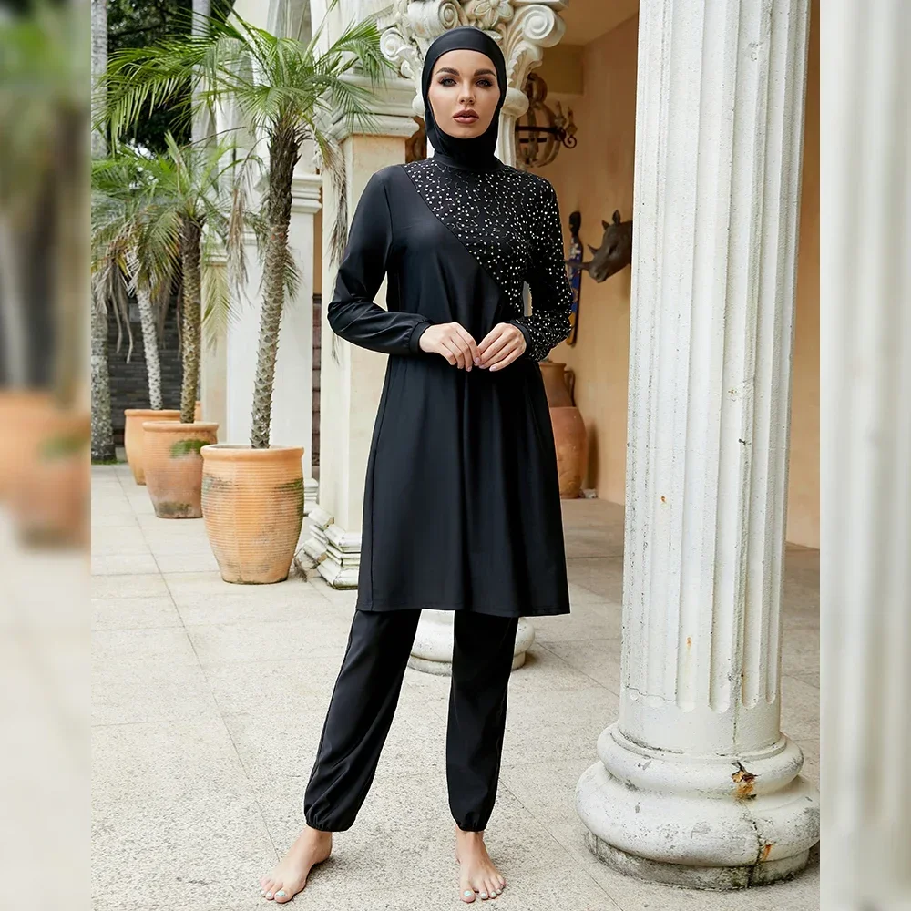 Burkini Femme Musulmane Maillot De Bain Moslim Vrouwen Badpak Islam Hijab Badmode Bescheiden Burkinis Badpak Beachwear 3PCS