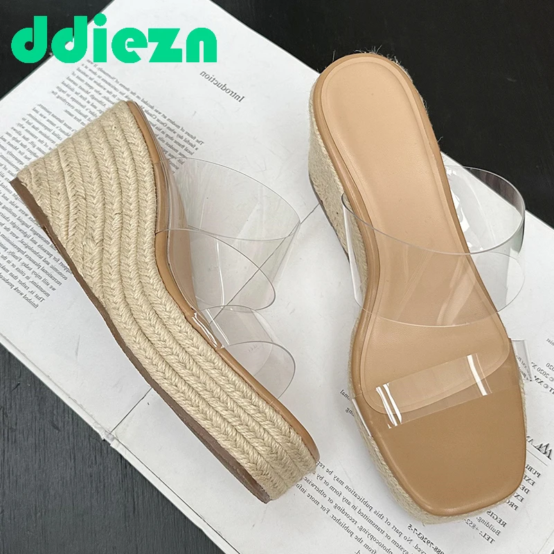 Transparent Ladies High Heels Platform Footwear Heels Slides Women Pumps Wedges Fashion Shoes Sandals Slippers Female Shoes