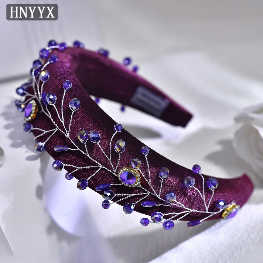 

HNYYX Baroque Rhinestone Headband Women Blue Color Crystal Headwear Party Prom Head Hoop Hair Accessories Bridesmaid Gift A279