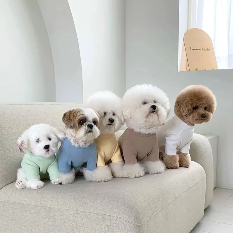 Bear Embroidery Pet Bottom Shirt Small and Medium Dog Summer Clothes Teddy Solid Colour Two Legs Clothes XS-XL