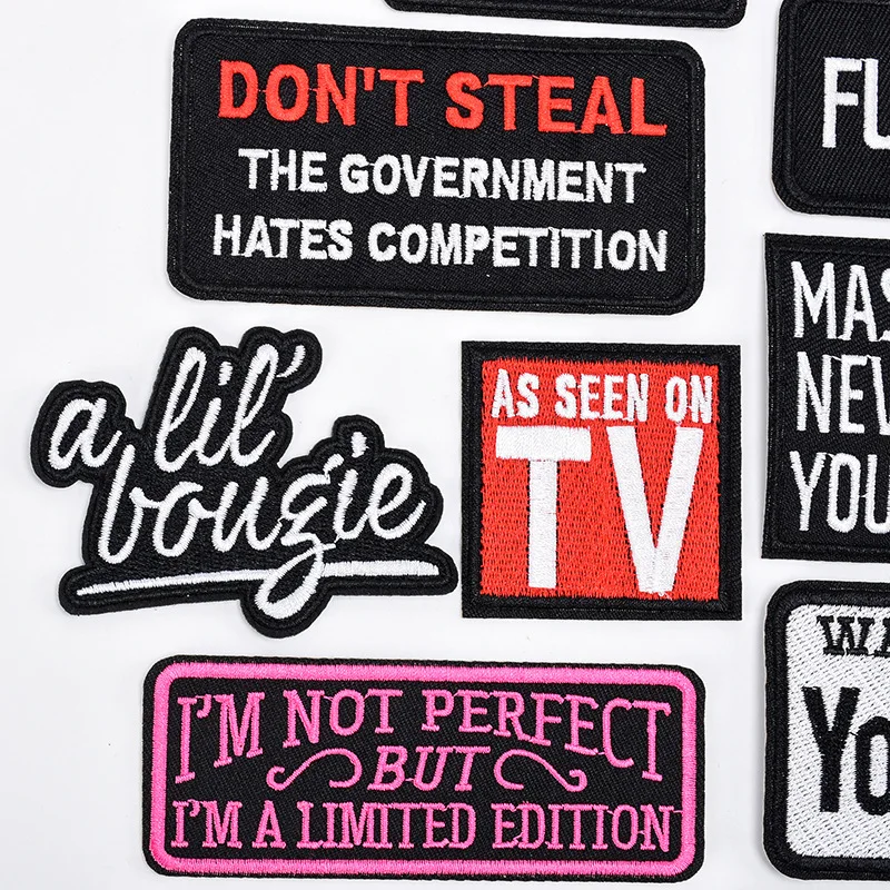 English Entry Humor Style Emblem Clothing Accessories Badge Sticker Embroidered Embroidery Sticker Iron-on Patches