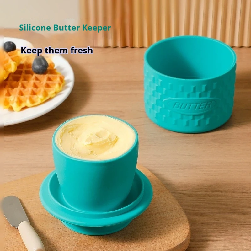 Generische Lebensmittelgeeignete Silikon-Butterdose mit Wasserdichter Versiegelung und Füllstandsmarkierung, Kühlschrank Nicht Erforderlich, Hält Butter Weich