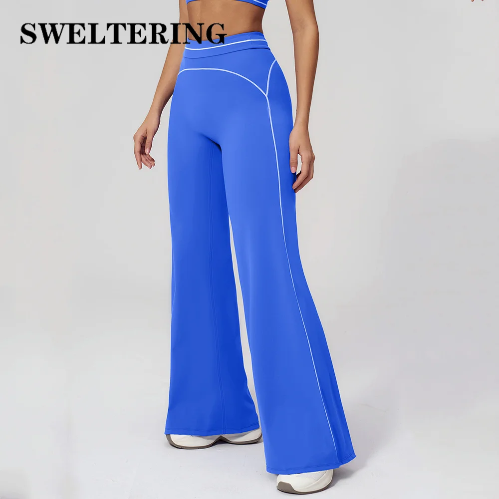 

Женские спортивные брюки с высокой талией, широкие, расклешенные, для йоги и фитнеса, повседневные, с эффектом пуш-ап