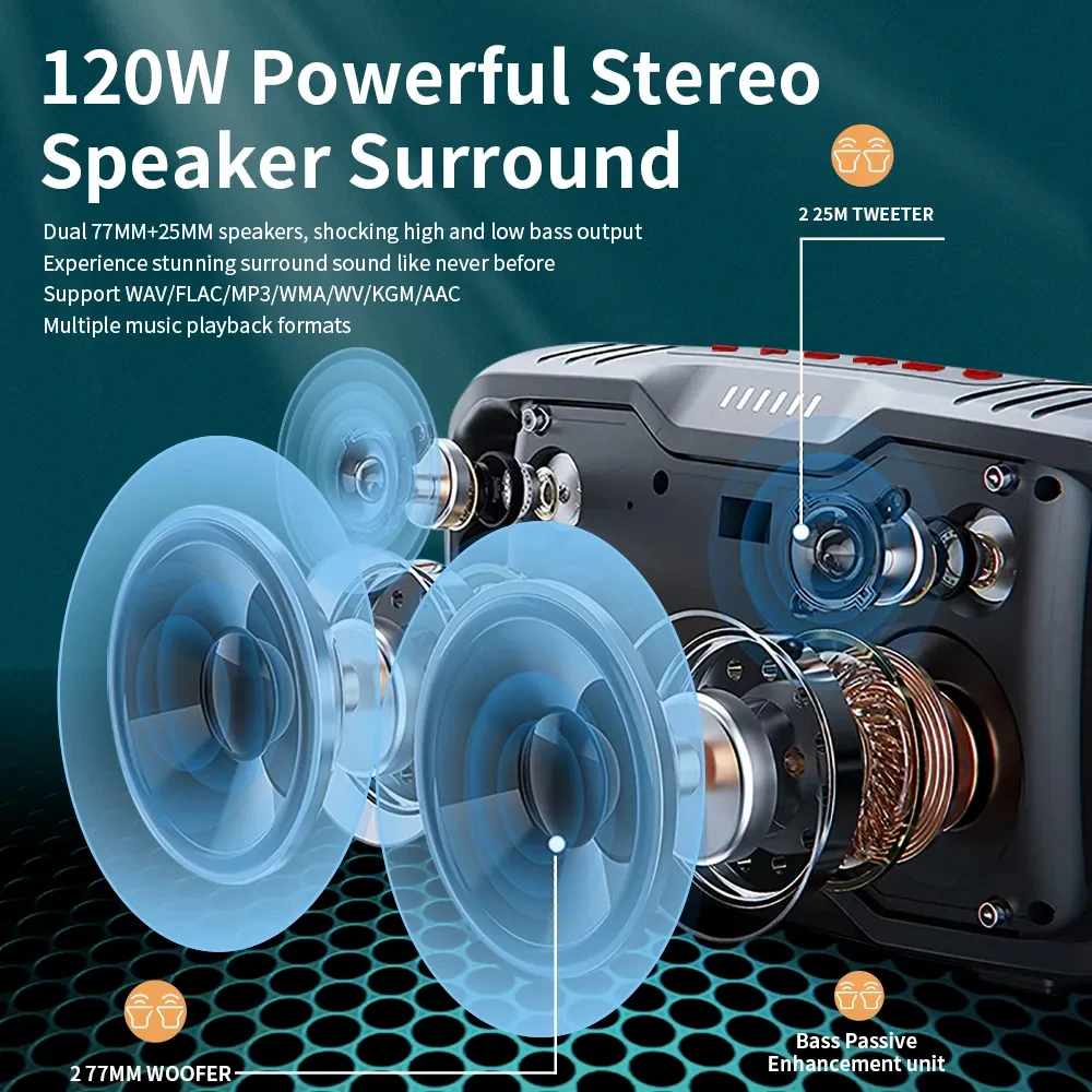 120W Powerful Wireless Bluetooth Speaker X10 Storm Box Outdoor Portable IPX7 Waterproof Party Camping Subwoofer 16H Playtime