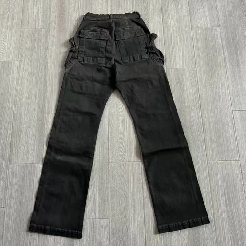 Männer Casual Hosen Gewaschen Design Cargo Hosen Taschen Streetwear Männer Hosen Jeans Hosen für Mann Schwarz Solide Männer der Kleidung