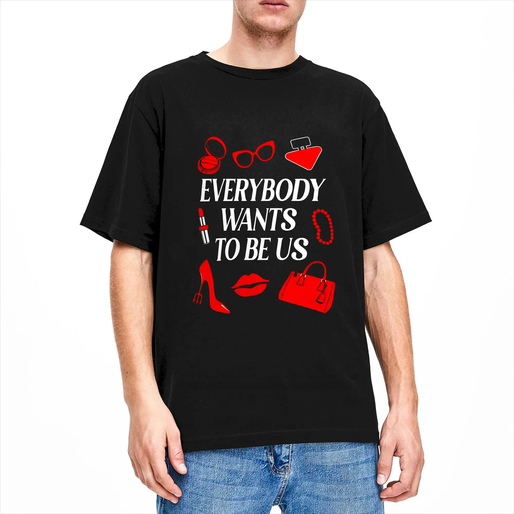 The Devil Wears Everybody Wants to Be Us T-Shirt Summer Harajuku T-Shirts Cotton Plus Size Tees Short Sleeve Streetwear Tshirt