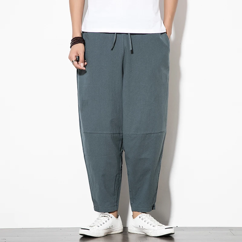 Chino 100% algodón Harem Jogging Pantalones de los hombres rectos pantalones de chándal de los hombres casual de primavera y verano de los hombres pantalones al aire libre