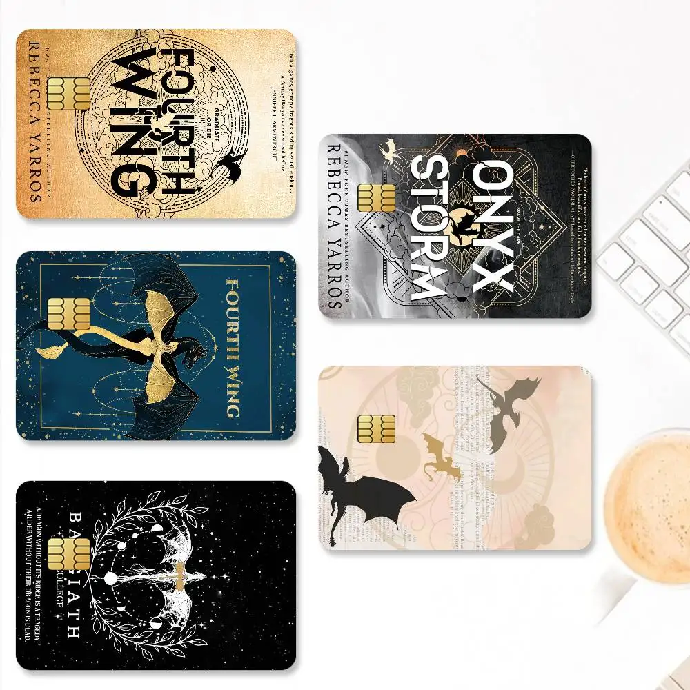 Book Fourth Wing Credit Card Stickers Skin for Bank Debit Decorative Protection 4PCS Anti-scratch Waterproof