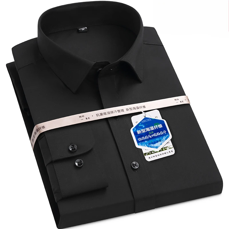 

New Fabric Seaweed Fiber 8XL Work White Shirt Men Long Sleeve & Short Sleeve Shirts for Men Large Size Office Formal Easy Care