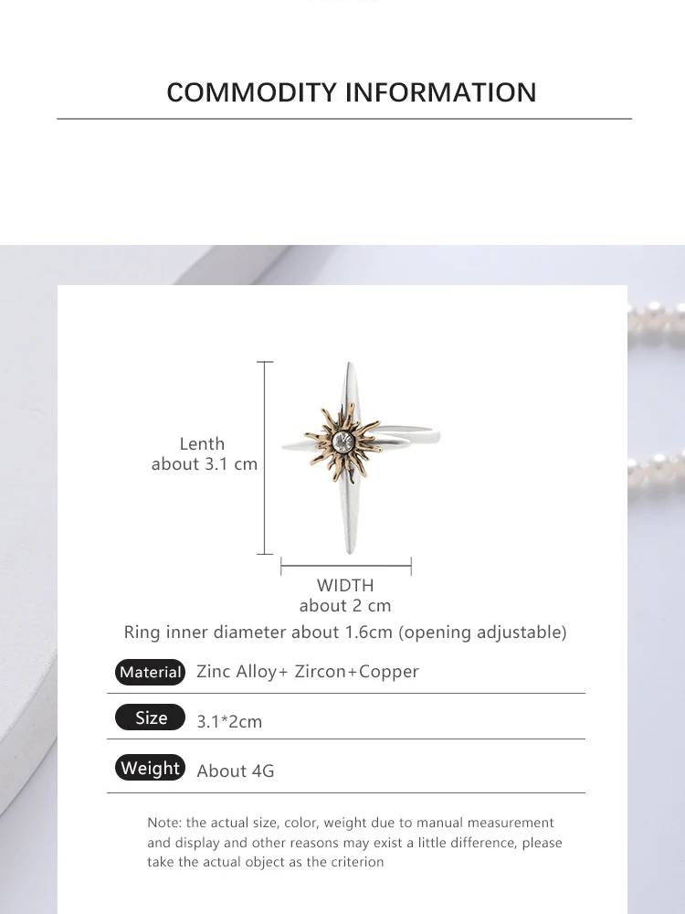 Eetit Mode Origineel Design North Star Zirkoon Zilveren Kleur Ring Voor Vrouwen Zinklegering Statement Charme Sieraden Accessoires