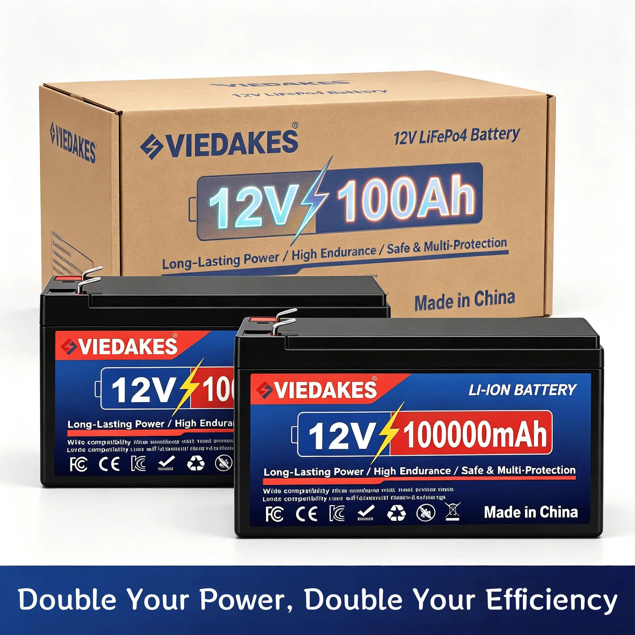 

✈️12V 100Ah LiFePO4 Iron Phosphate Battery Viedakes Long Lasting Power for Marine RV Camping Backup