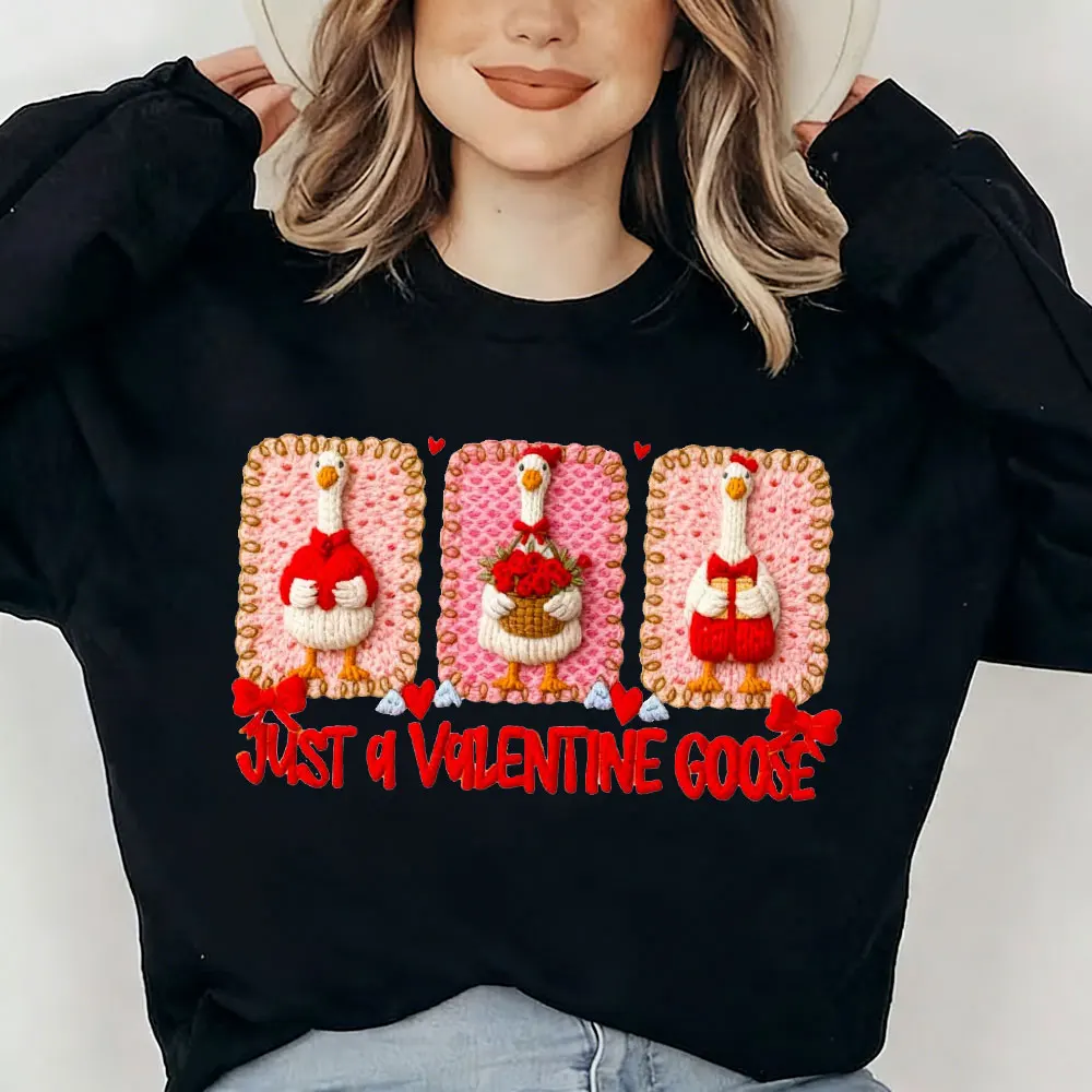 

Милый милый свитер с кокеткой в виде гуся, забавный свитер на день Святого Валентина, глуплый гусь, любовь, вязаный крючком, пряжа с принтом, толстовка на день Святого Валентина, топы