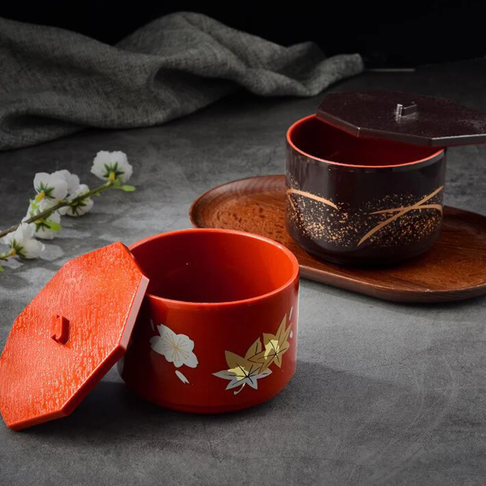 

1Set Octagonal Miso Soup Bowl Japanese Style Thickened Sturdy Non-Slip Covered Soup Holder Kitchen Supplies Household Bowl