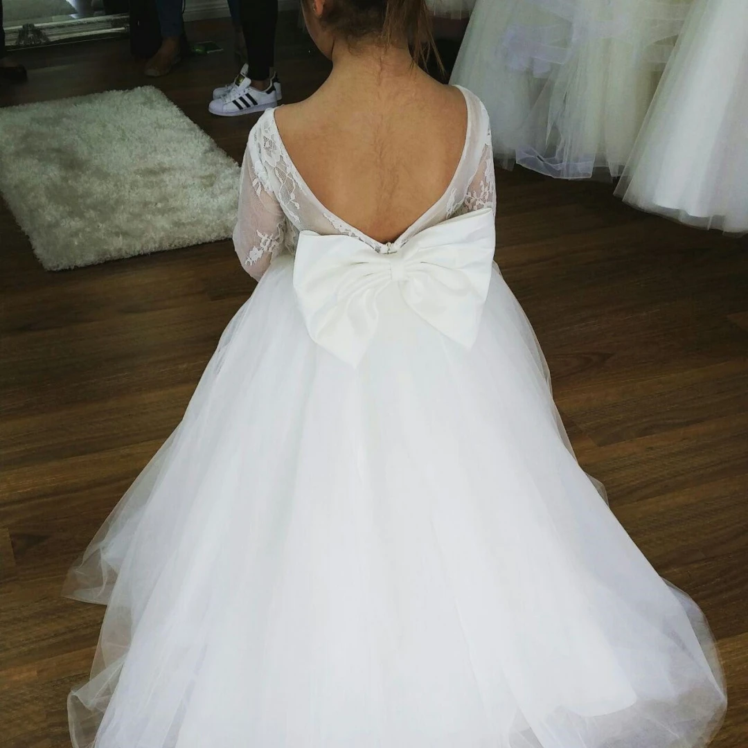 Vestido liso de encaje de princesa para niña adolescente, vestidos bordados de flores para niña, ropa de fiesta de graduación, vestido de baile rojo, nuevo