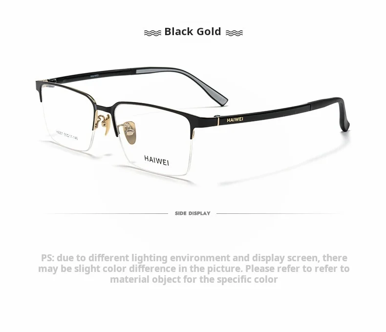 YIMARUILI Business Herren-Brille mit optischem Sehstärke und Halbrahmen, Anti-Blaulicht, photochrome multifokale quadratische Rezeptbrille – Detail 12