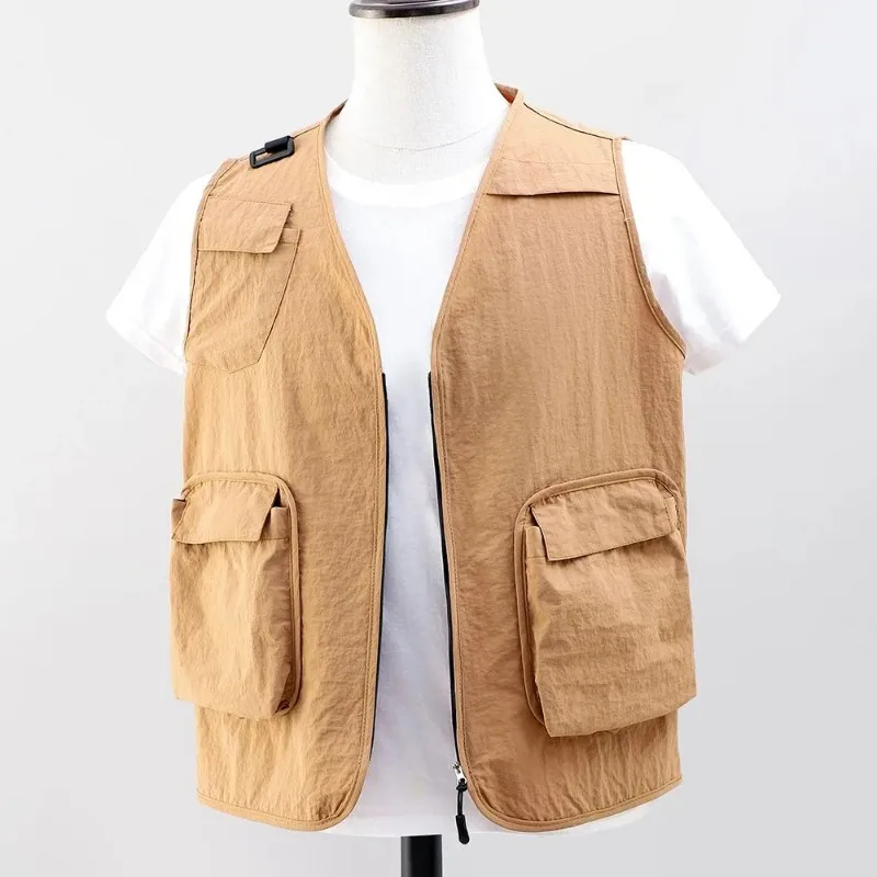 Outdoor Workwear Men Waterproof Quick Dry Multi Pocket Vest Casual Fishing Hiking Sleeveless Waistcoat S-5XL