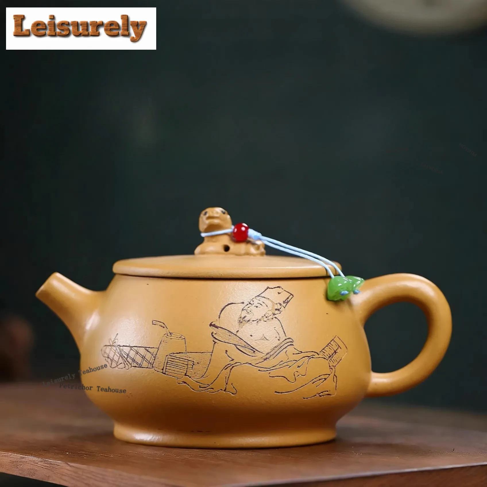 350ml Retro Yixing Purple Clay Teapots Handmade Large Caliber Pot Raw Ore Gold Section Mud Kettle Zisha Tea Set Cafes Decoration