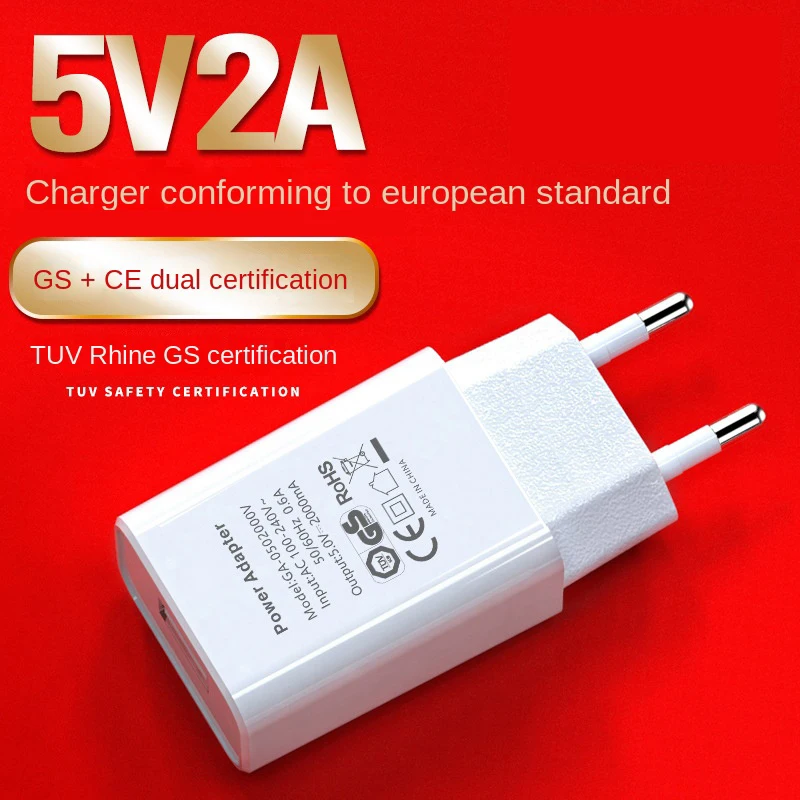 Spina ue 5V 2A caricabatterie universale per telefono cellulare USB singolo adattatore per caricabatterie da viaggio caricatore GS/CE per Samsung