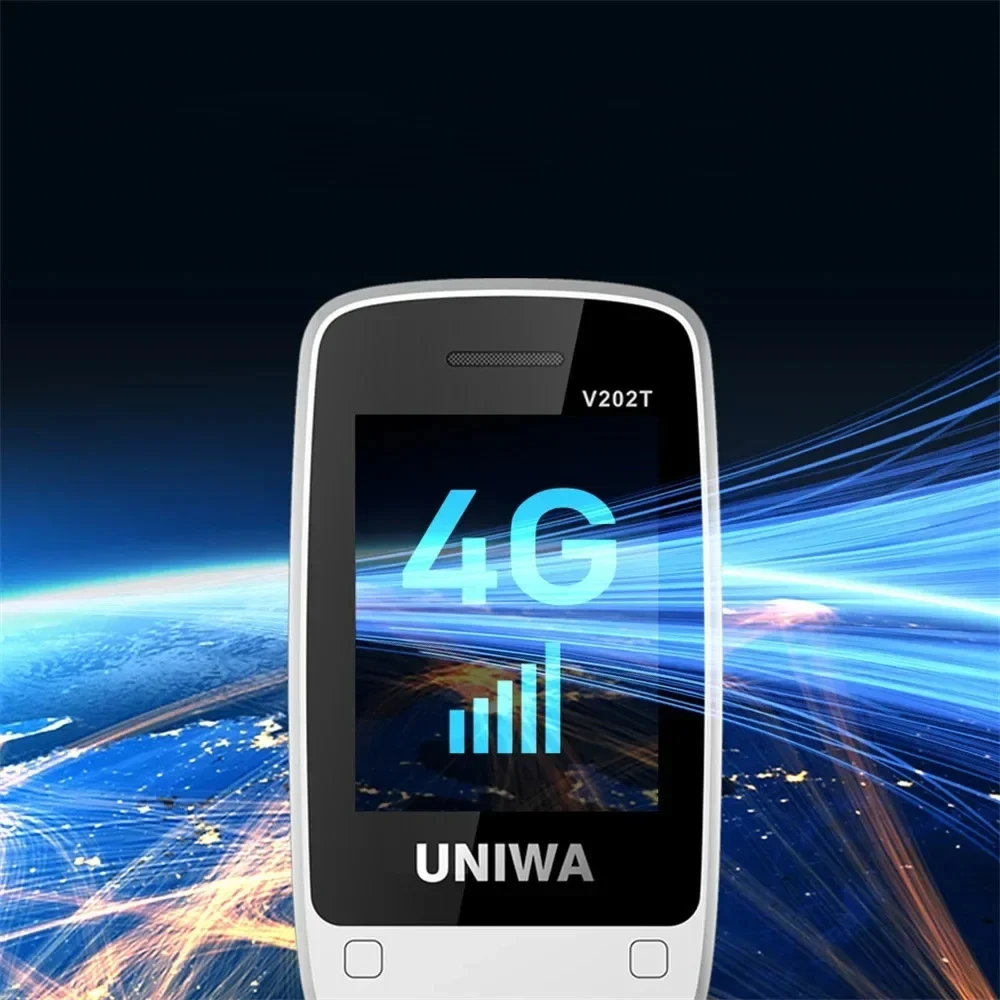 UNIWA V202T Flip Phone Dual Screen Large Button Dual SIM Card 4G Network Mobile Phone Support Charging Dock For Elderly