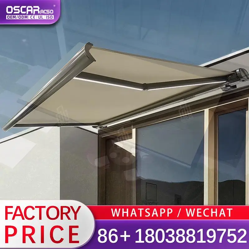 

Моторизованный электрический выдвижной маркиза-навес с полной алюминиевой кассетой, защита от дождя, для улицы, патио, с выдвижными рукавами, вылет 7 м