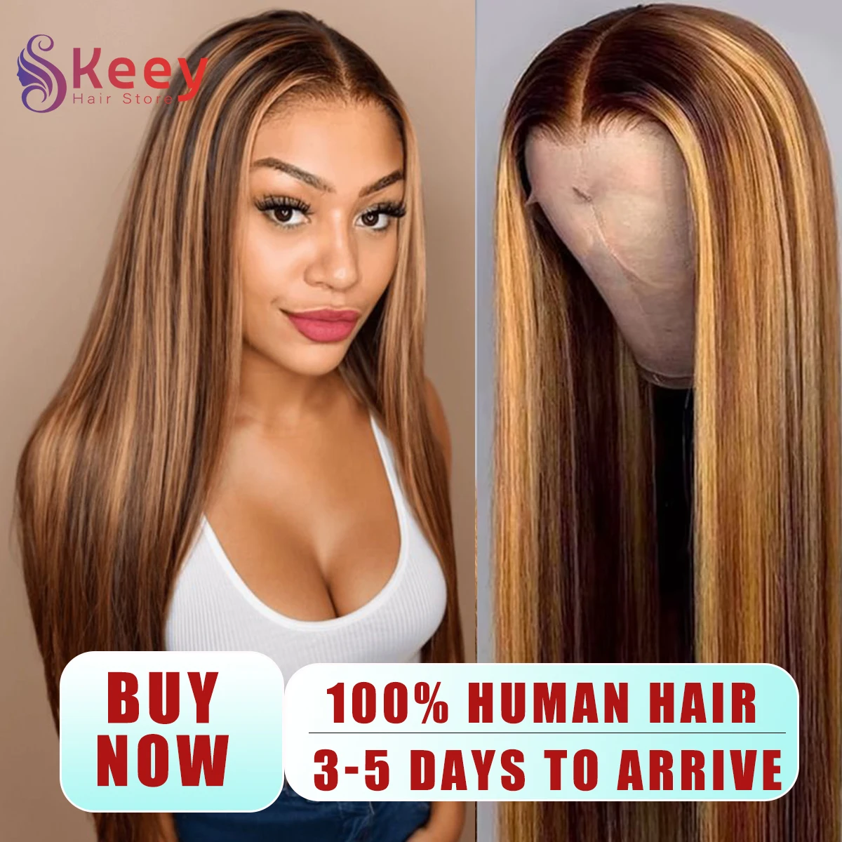 Прямой парик из натуральных волос 13x6 Hd Парик фронта шнурка 4/27 Цвет омбре Бразильский 13x4 Парики фронтальной части шнурка для женщин Предварительно выщипанные