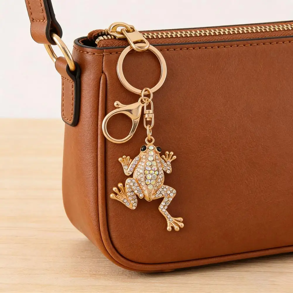 

Wealth And Blessings Charm Rhinestone Toad Keychain Sparkly Lucky Money Frog Toad Charm Bag Charm for Men Women