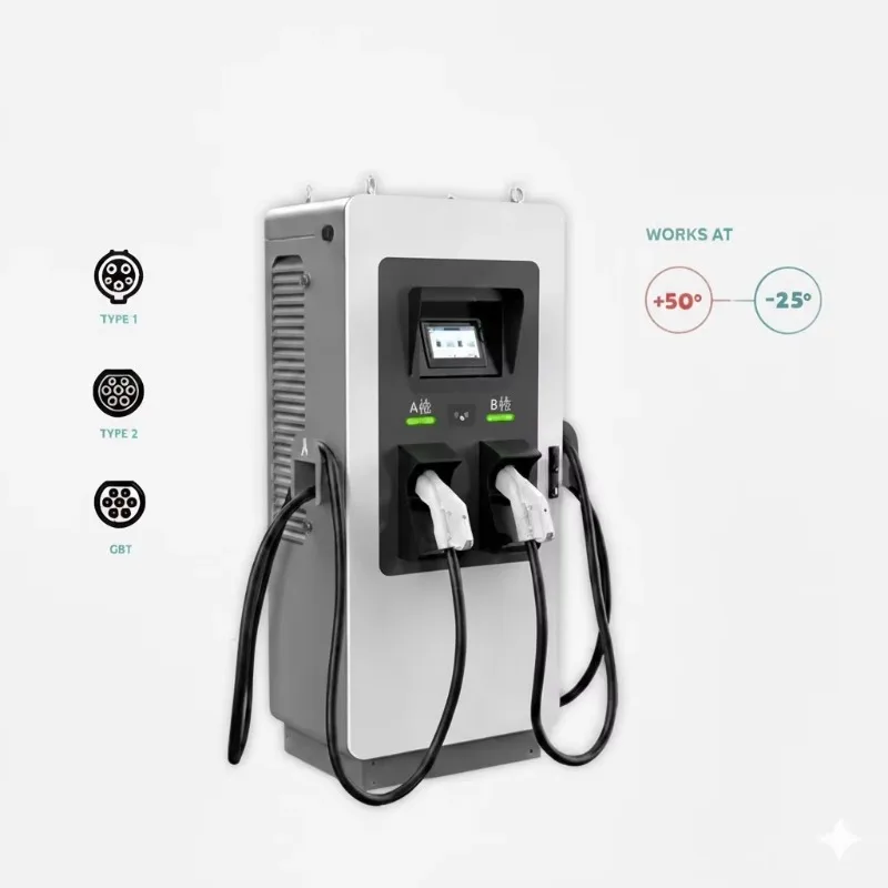 Ev Car Charger DC Fast EV Charger 100kW Dual Gun CCS2 Commercial Charging Station Floor Mounted Custmoizable App Control
