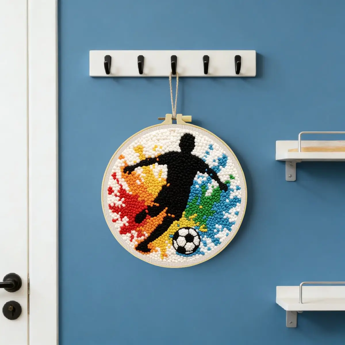 20X20CM/7,87 Zoll Fußball-Stickset, Stickerei-Set, gestrickte Stickerei, DIY, handgemachtes Geschenk, Nadelkunst – Detail 1