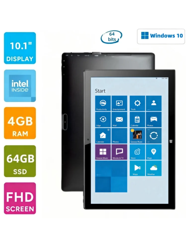 Hot Sales 4GB RAM 64GB ROM 10.1 INCH Windows 10 Tablet 64bit Intel Atom X5-Z8300 Quad Core 1280X800 IPS Dual Camear Micro HD-MI
