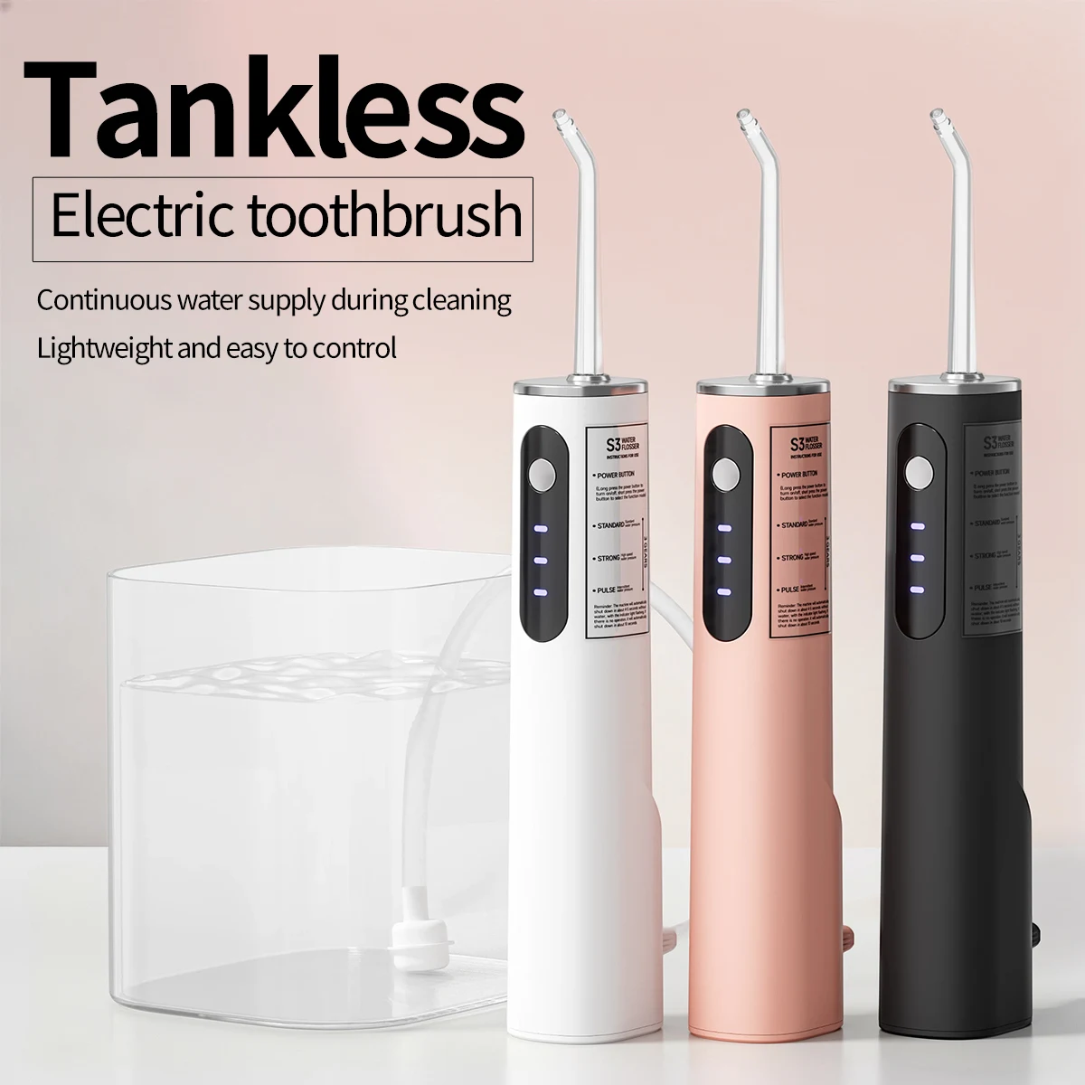 USB Rechargeable Portable Water Flosser, 360° Rotating Jet Tip Oral Irrigator, Waterproof Dental Cleaning for Adults