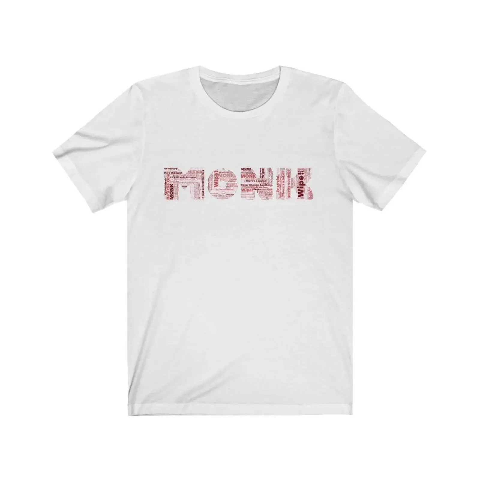 White Crew Neck  T shirt Red MONIK Typographic Print Wipe Detail Soft Comfortable Casual Daily vintage Washed Unisex streetwear