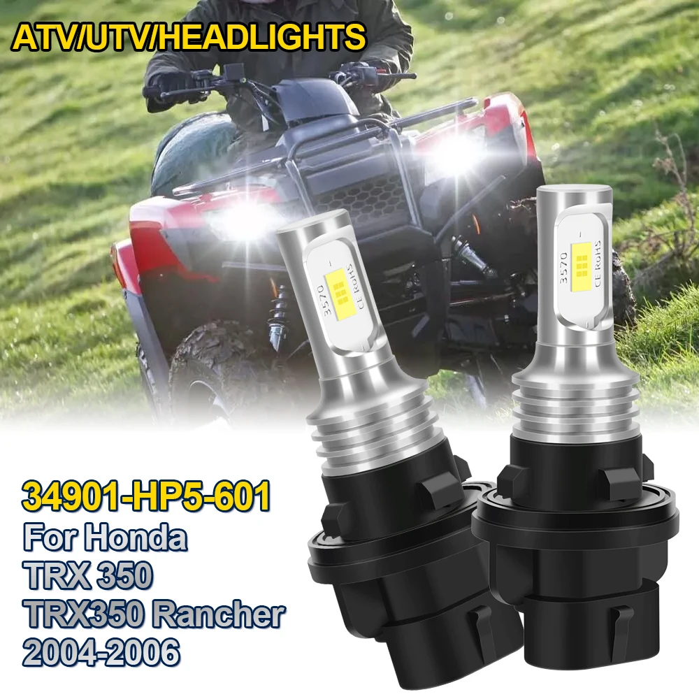 2PCS HP5 LED Bulb For Honda TRX 350 TRX350 Rancher 2004 2005 2006 ATV for LED Headlights 6500K White
