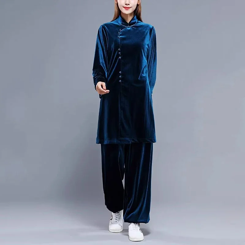 

Kun Master Thicken Velvet Taichi Uniform Elegant Winter Martial Arts Suit Kung Fu Clothes Taiji for Women