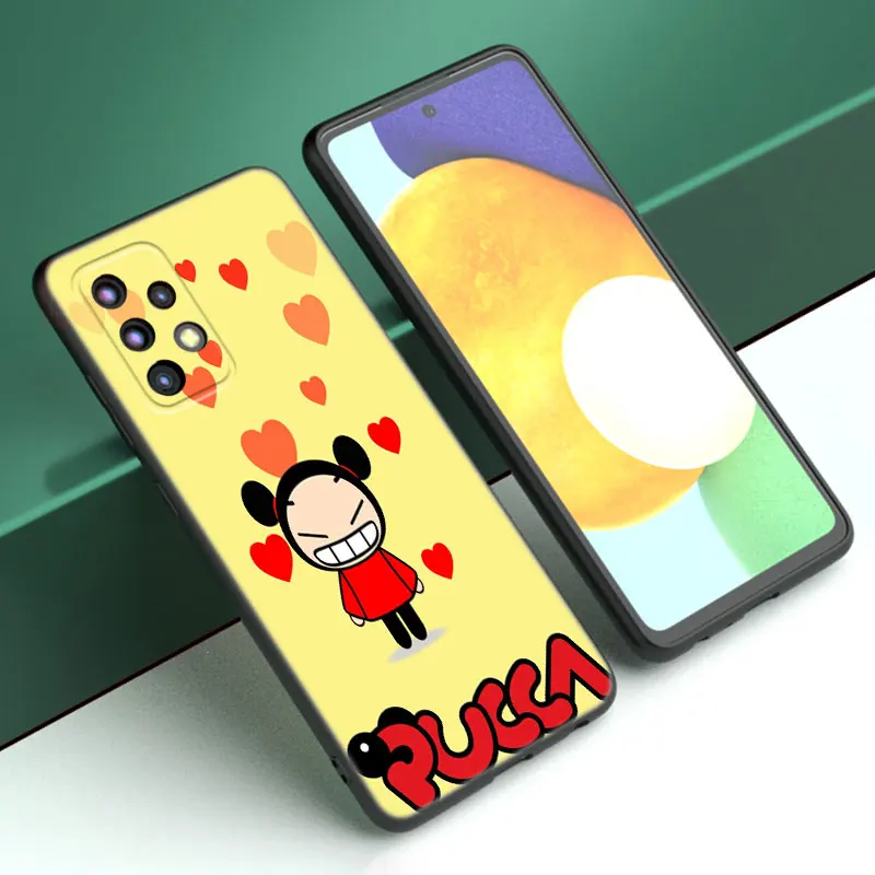 Pucca And Garu Phone Case For Samsung A13 A22 A24 A32 4G A23 A25 A34 A35 A52S A53 A54 A55 A73 5G A12 A14 A15 A31 A33 A50 A51 A72