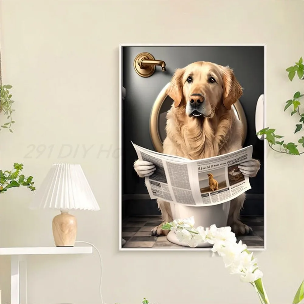 Animals Sitting on the Toilet Reading Poster Anime Posters Sticky HD Quality Poster Wall Art Painting Study Wall Decor