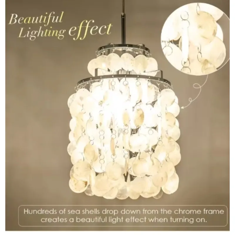 Interior decoration natural shell wind chimes simple European pendant romantic round shell chandelier chandelier