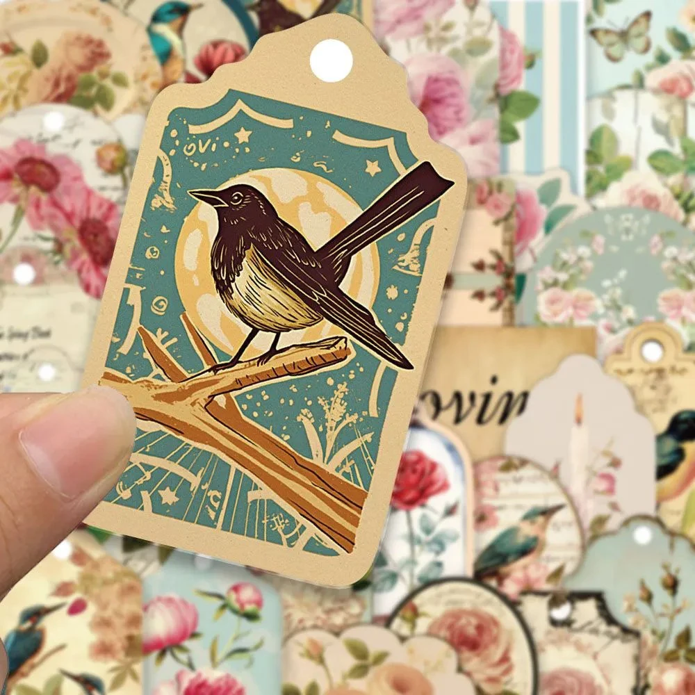 

10/30/50Pcs Retro Flower Bird Cartoon Stickers Bohemian Aesthetics Stickers Decals Kids Toys Waterproof DIY Scrapbooking Planner