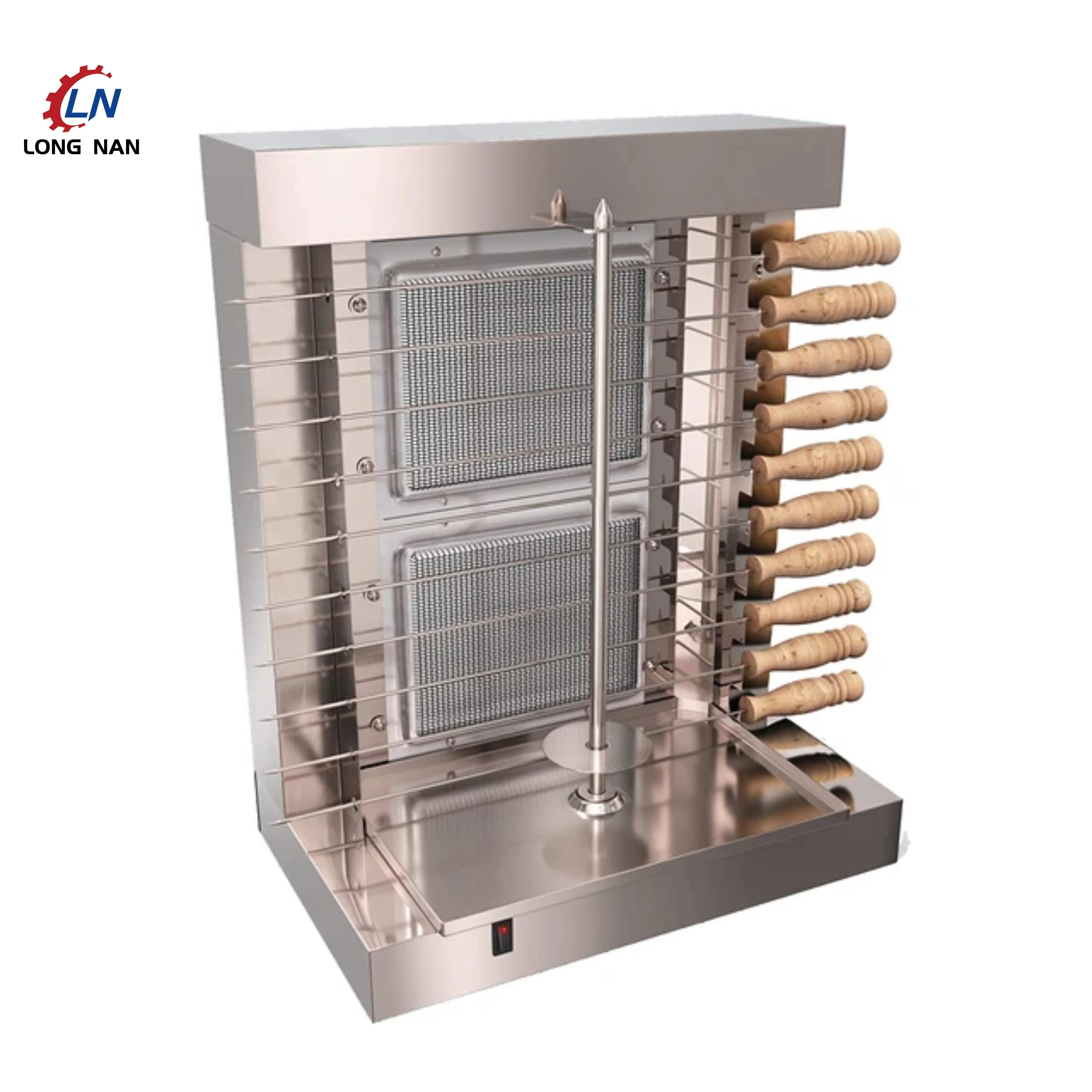 Grill de barbecue rotatif en acier inoxydable, 2 brûleurs, brochettes, équipement Shawarma, Machine commerciale pour Doner Kebab, vente en gros d'usine
