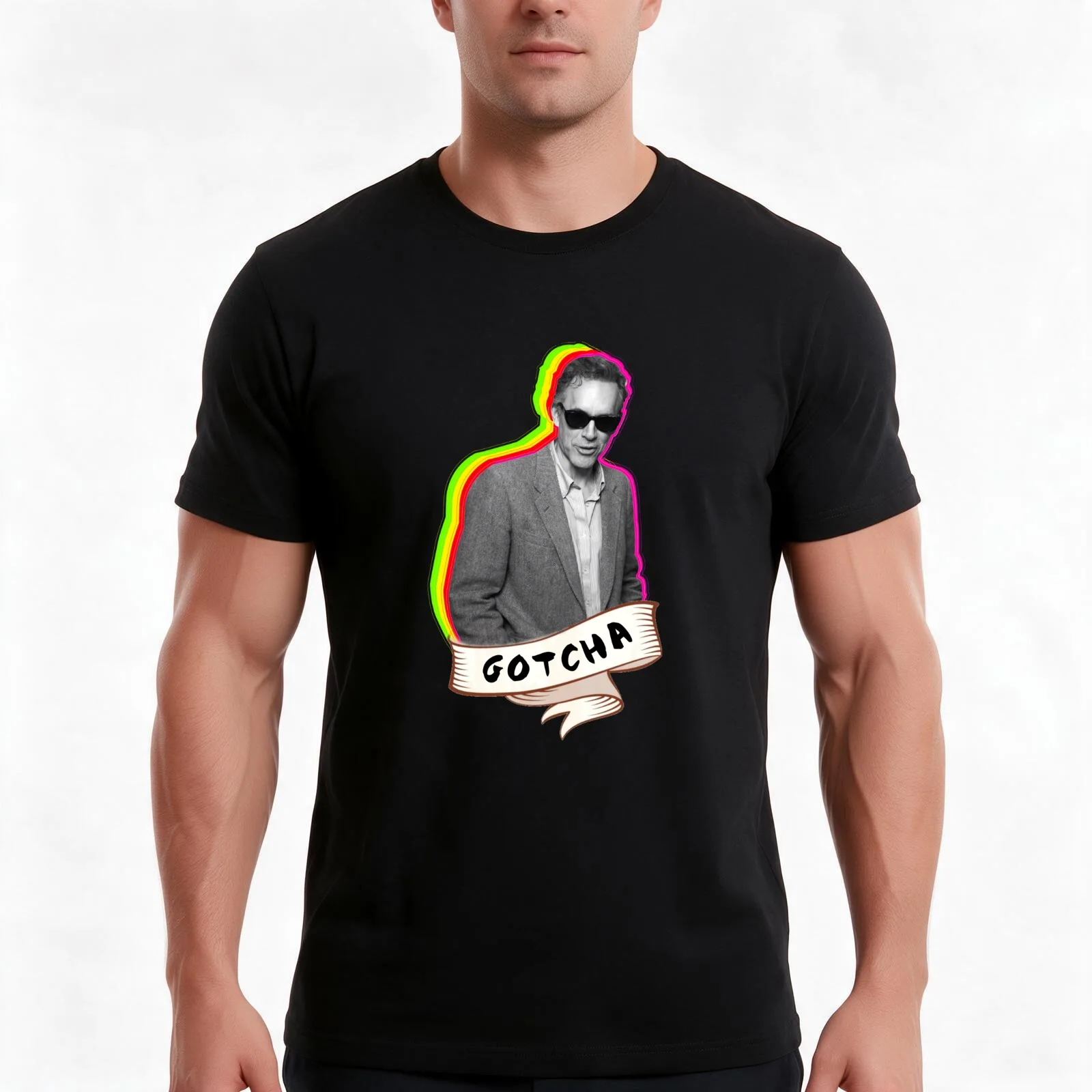 JBP in glasses Ha Gotcha T-Shirt, Summer Casual Cotton Tee, Oversized Streetwear Tops, Vintage Graphic Print, Unisex Men Women