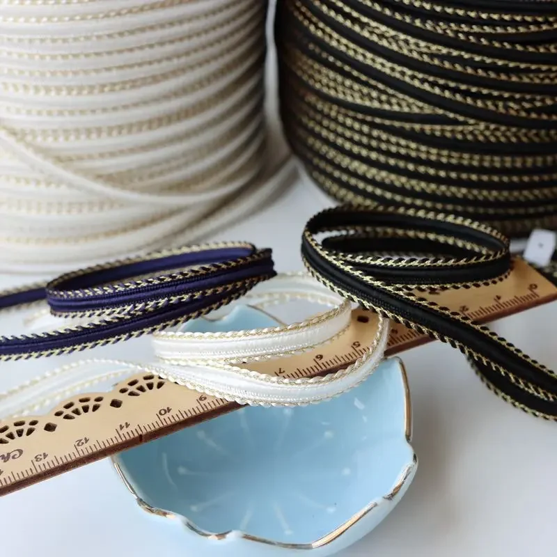Braided Lace Ribbon for Home Decoration, Black Gold Trim, Sewing Centipede, DIY Clothes, Curve Lace Accessories Party Decoration
