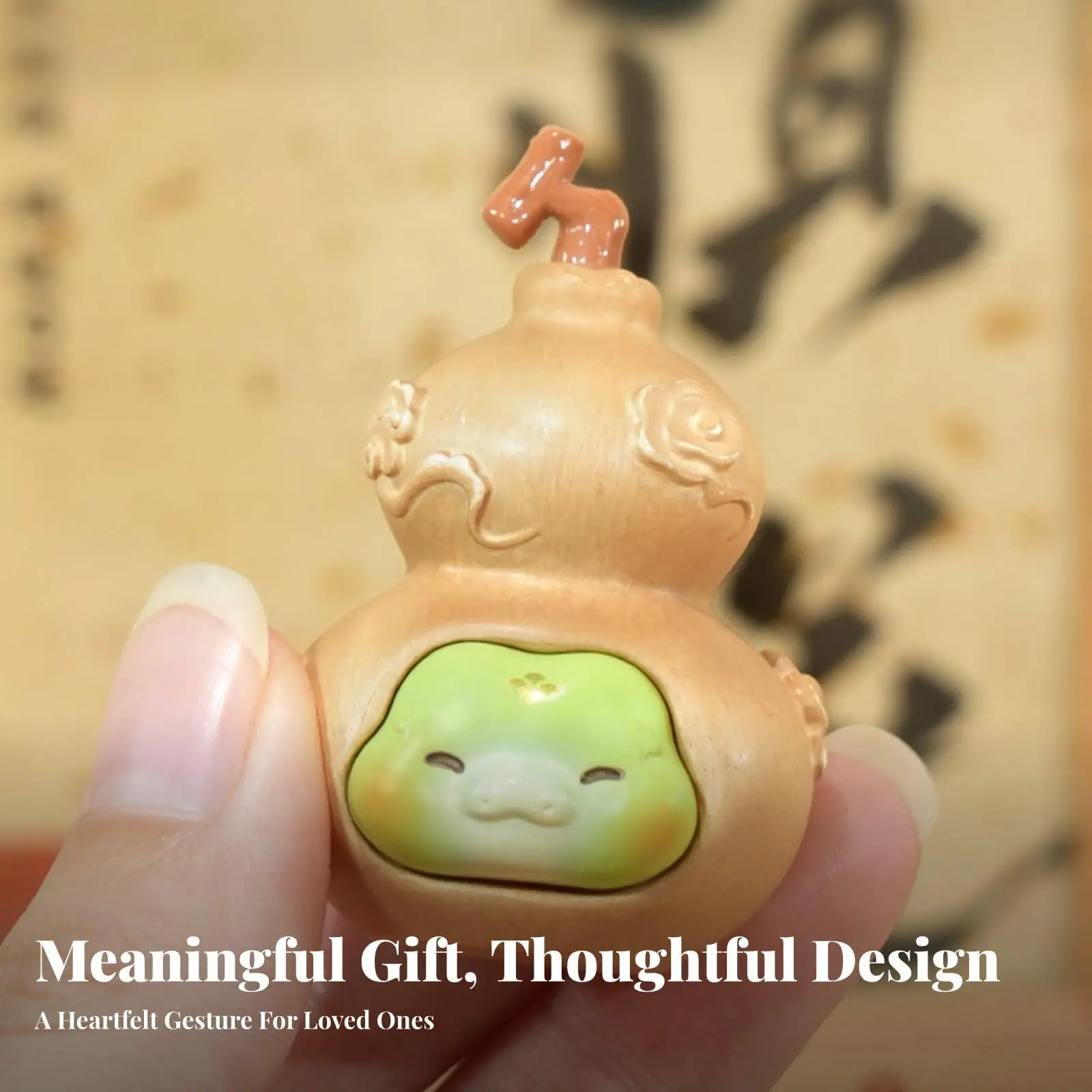 Resin Figurine Chinese Zodiac Animal Gourd Ornament for Desk Car Decor Home Accent Good Luck Gift for Office Bookshelf Mantel