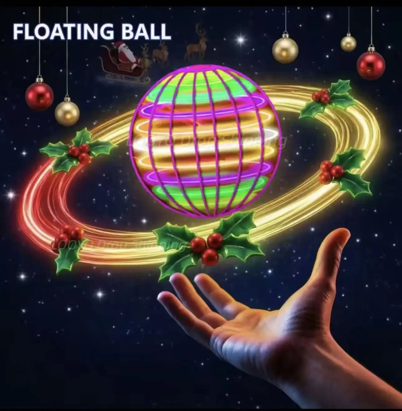 Professional magic flying suspended ball with color LED and automatic 360 gyro rotator, Christmas gifts, outdoor toys for teenag