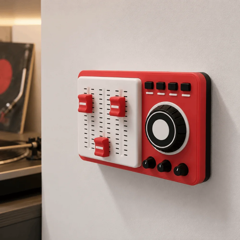 3 Switches Light Switch Guard Covers Vintage 3D Printed Mixing Console Shaped Switch Cover Decorative Removable