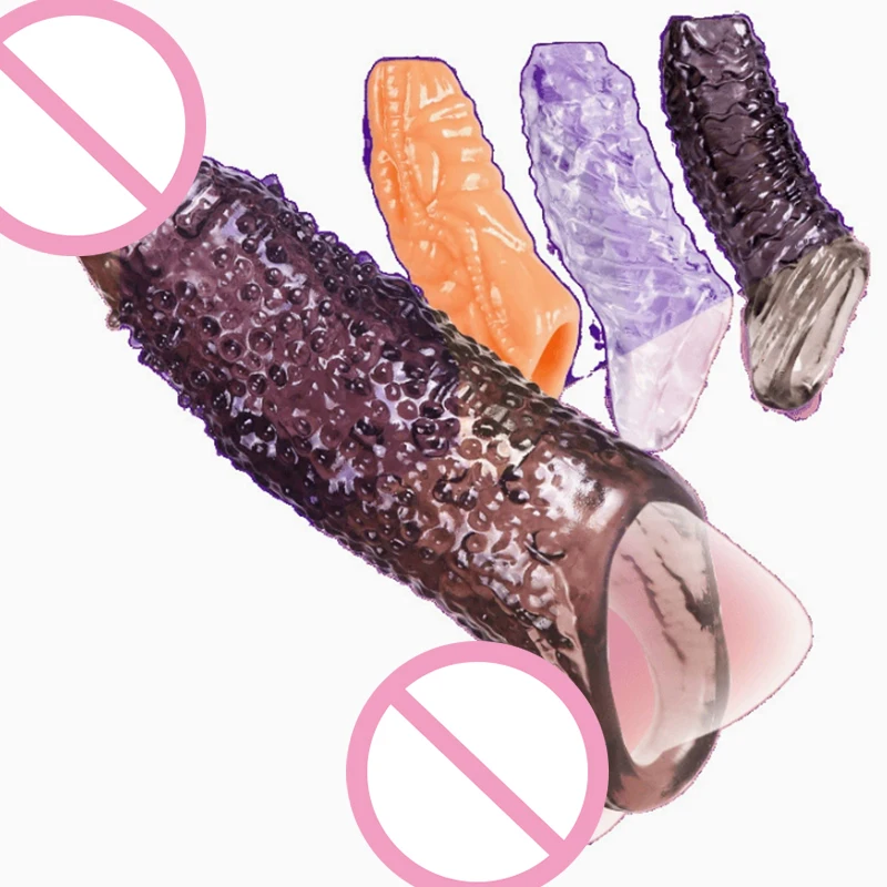 Dildo Silicone Penis Extender Condom Reusable Sleeve Glans Delay Ejaculation Cockring Adult Sex Toys For Men Couples No Vibrator
