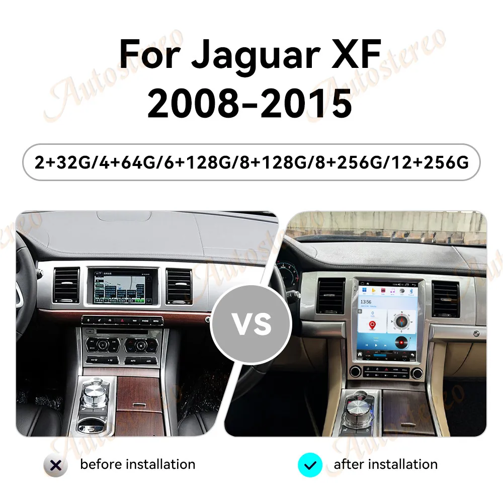 10.4 Qualcomm Car GPS radio Android 14 Multimedia Player For Jaguar XF 2008-2015 Right Peptide carpaly refit Upgradation Audio